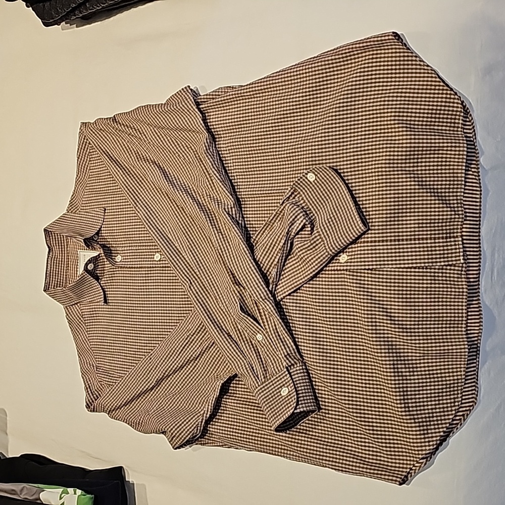 Billy Reid Burnt Orange Plaid Shirt in Medium